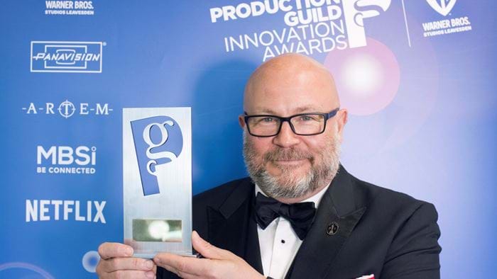 Producer and ScreenSkills Head of Film and Animation Gareth Ellis-Unwin receives an award