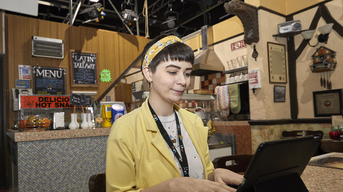 Tiffany Bowman on set of Coronation Street