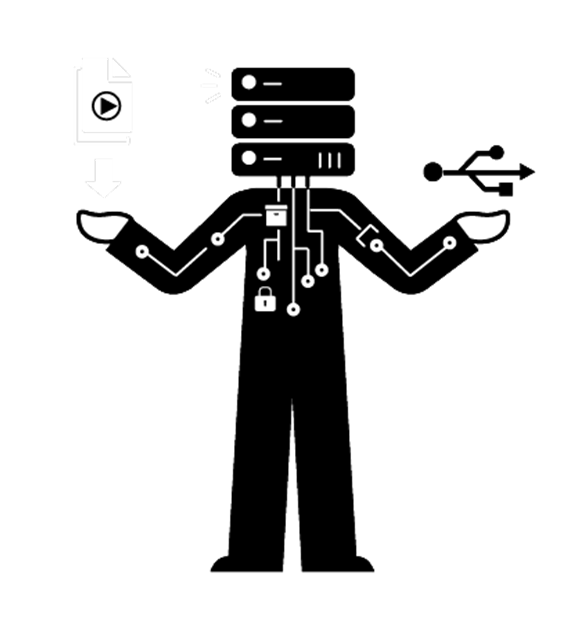 Data input/output (I/O) technician illustration