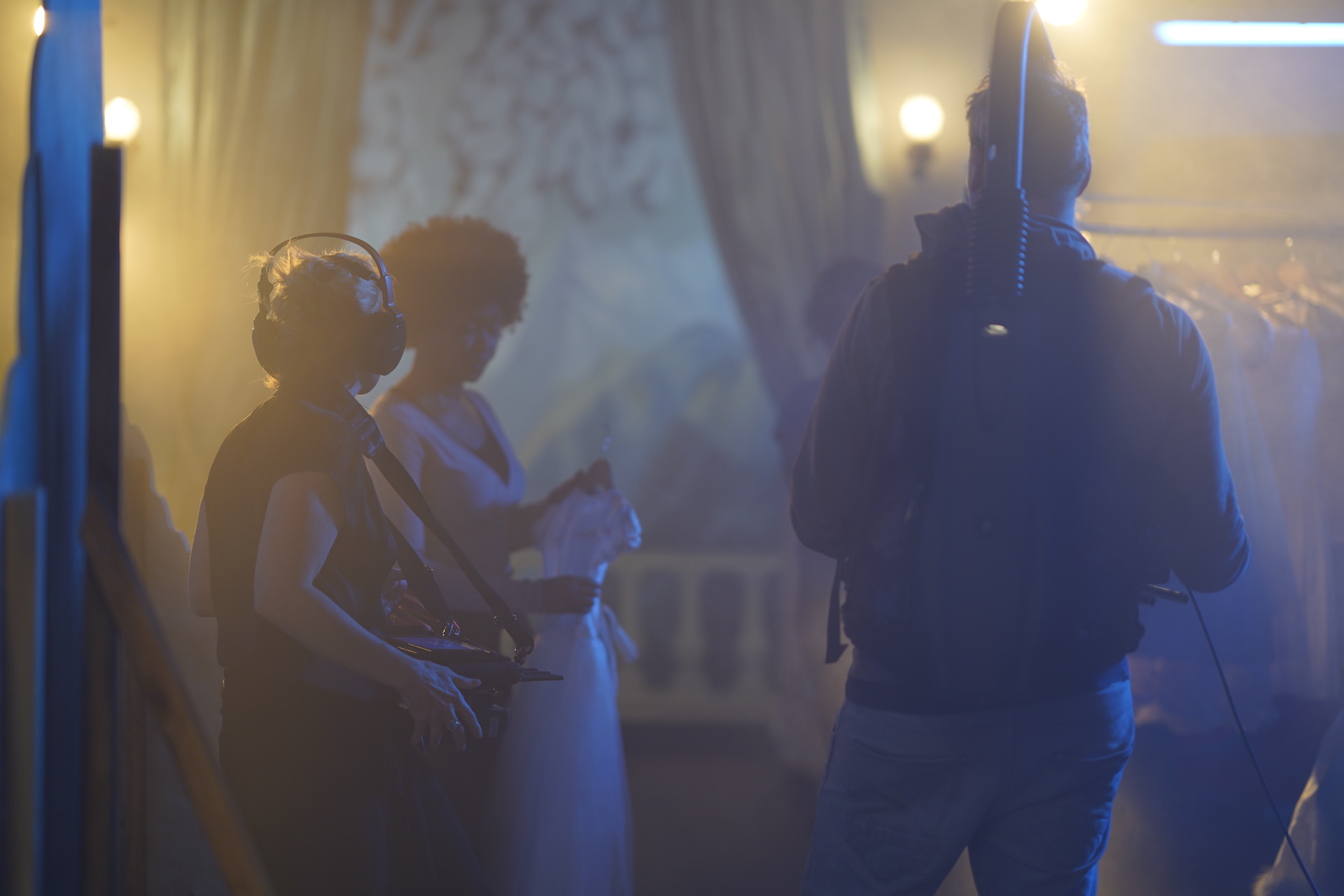 Behind the scenes on a TV set