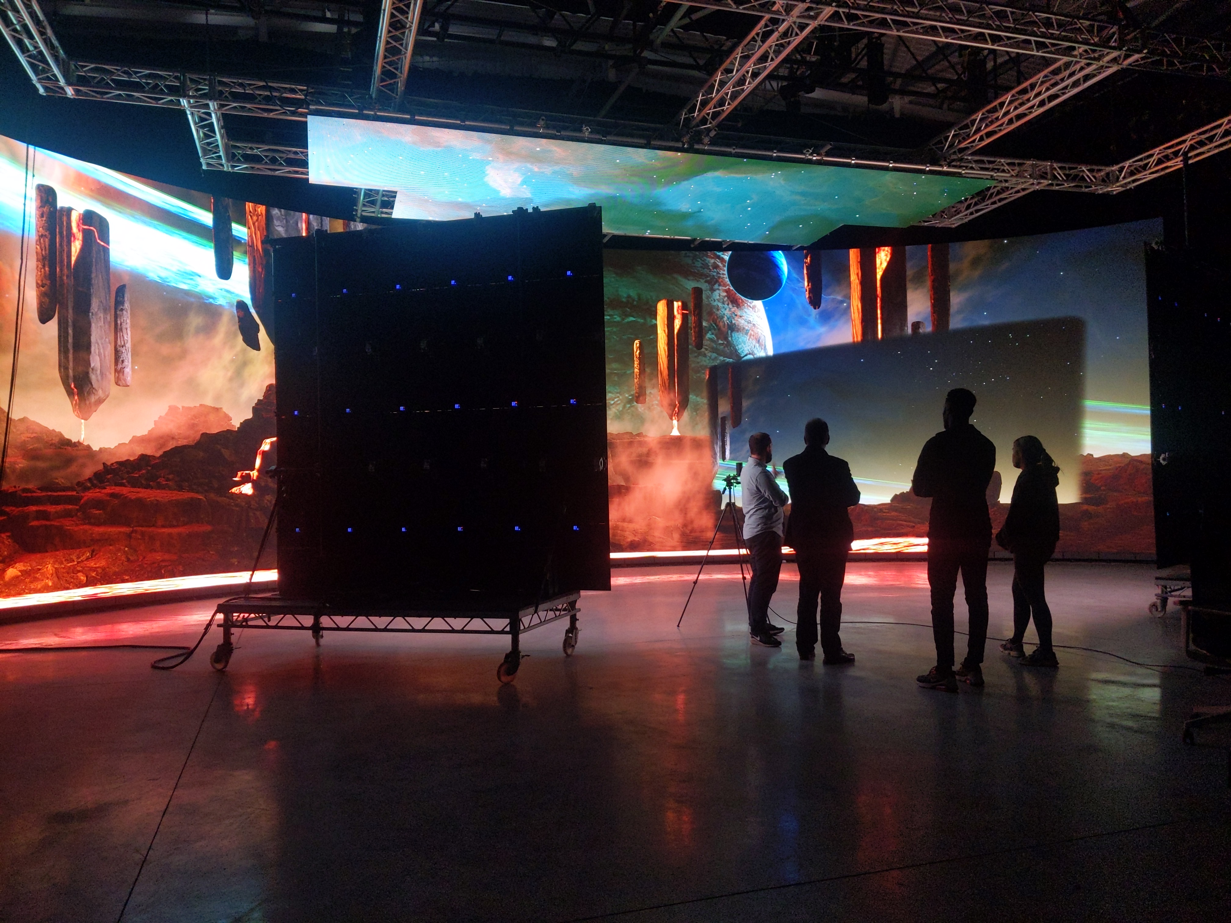 Crew in a virtual production studio