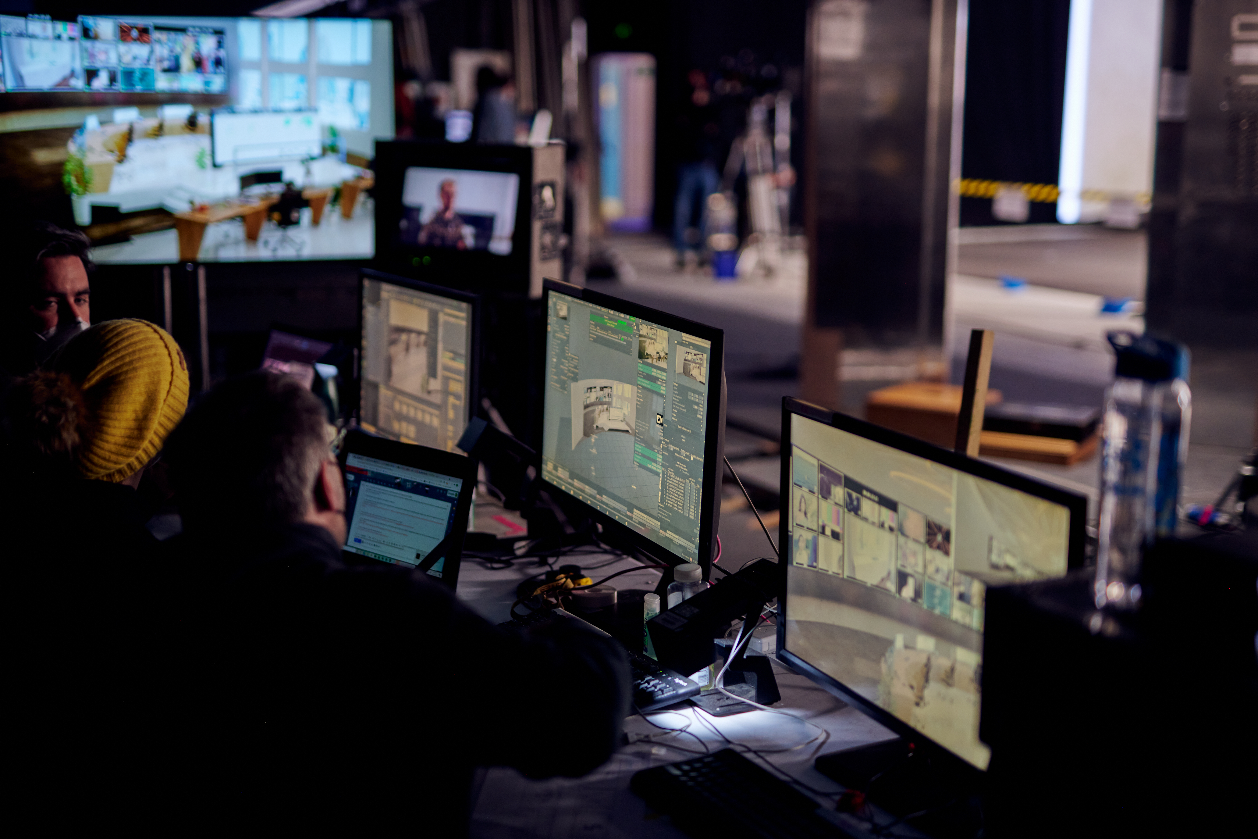Crew working on computers