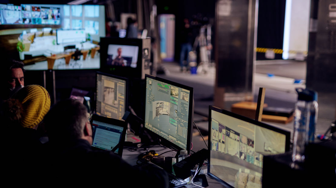 Crew working on computers