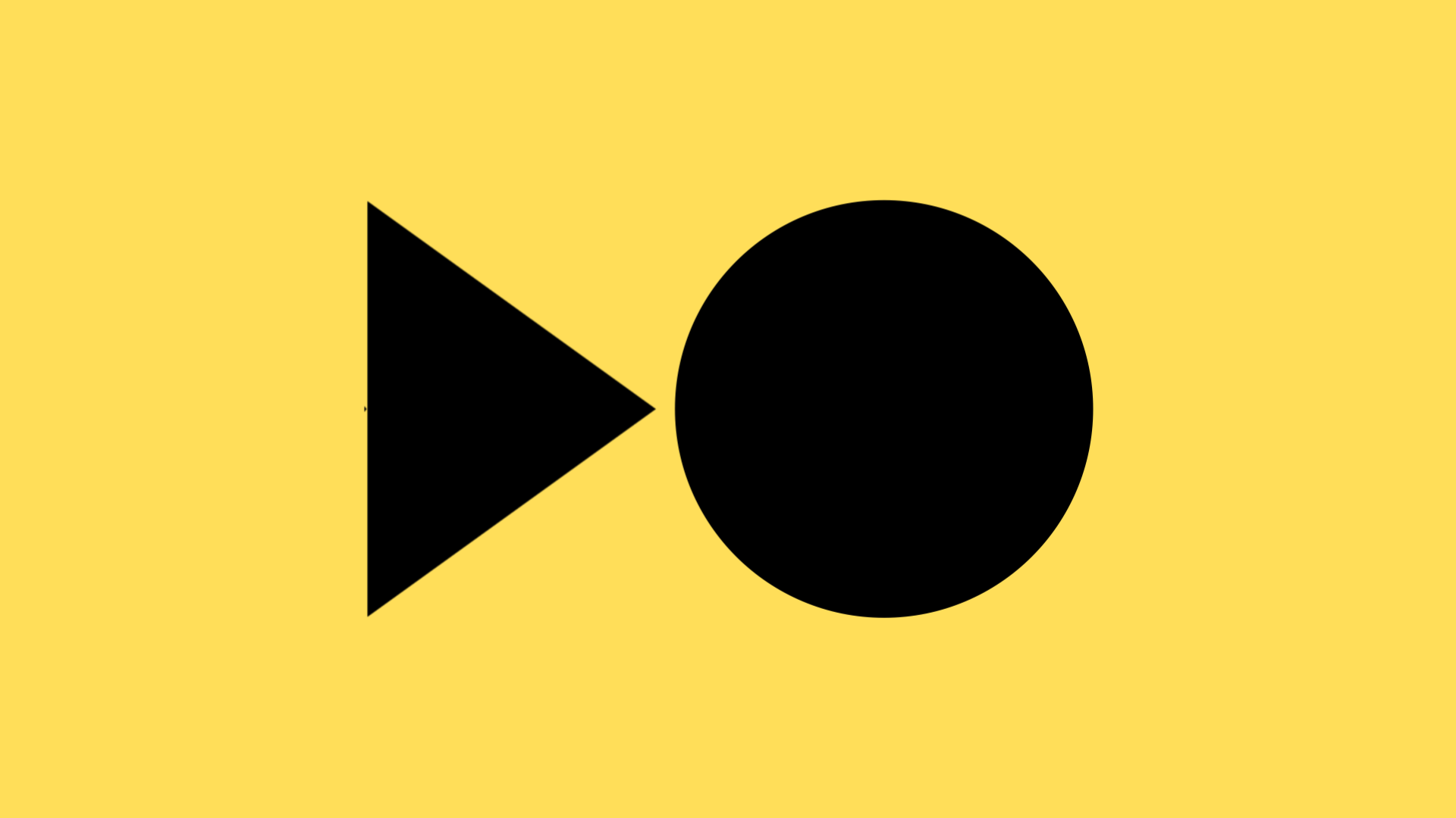 News & Events icon: a black triangle facing a black circle on a yellow background